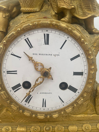 Antique French Ormolu & Gilt Bronze Figural Mantel Clock – 45cm Tall Pastoral Couple with S. Marti Movement