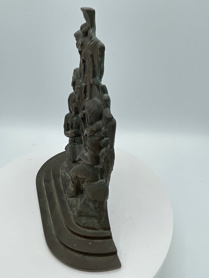 Antique Cast Iron "Dietz, Brother & Co." Robinson Crusoe & Friday Figural Bookend – 19cm Literary Motif Heavy Metal Book/Door Stop
