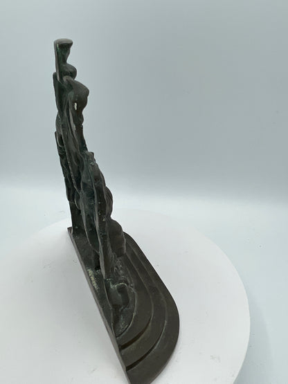 Antique Cast Iron "Dietz, Brother & Co." Robinson Crusoe & Friday Figural Bookend – 19cm Literary Motif Heavy Metal Book/Door Stop