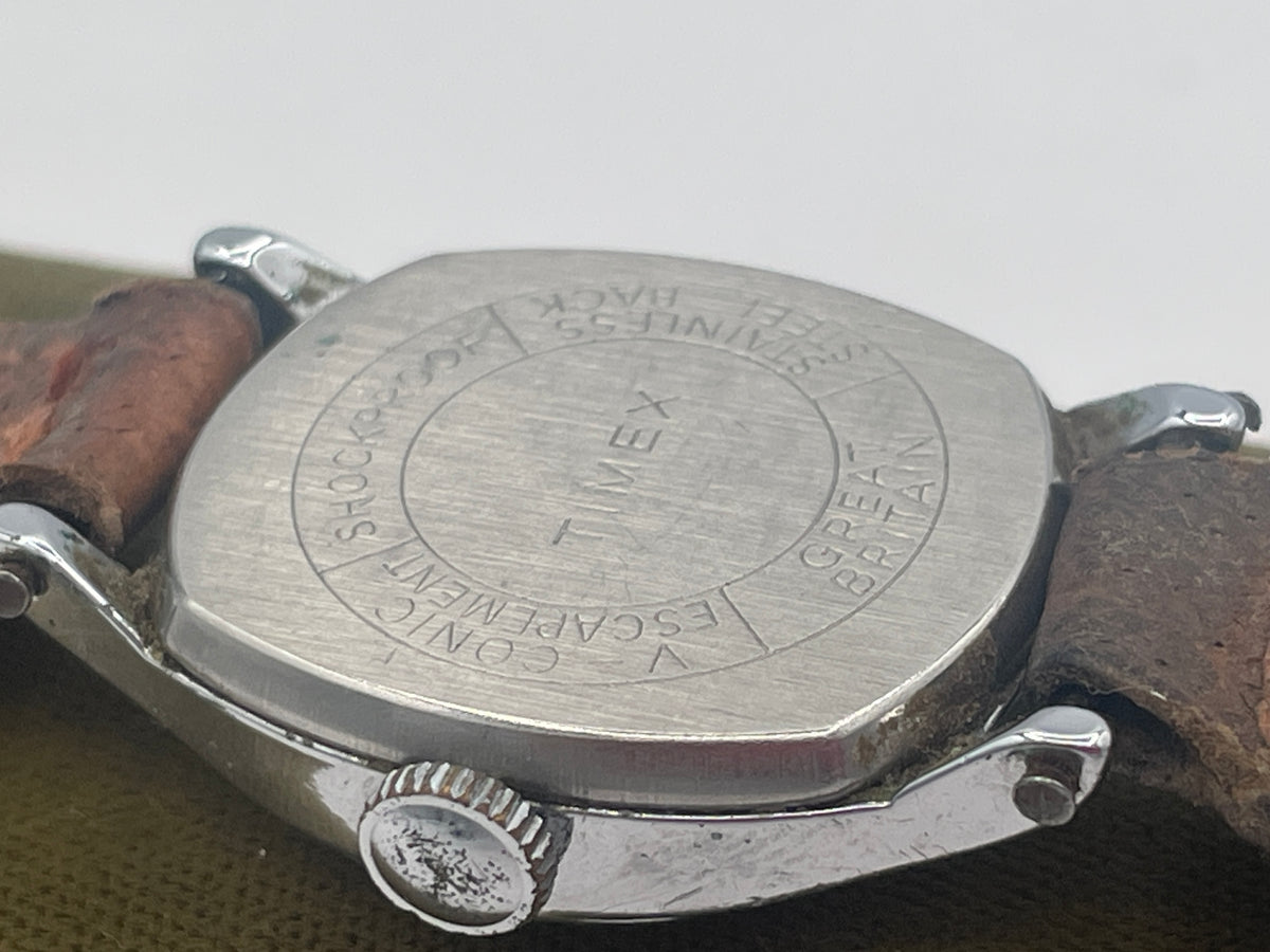 Vintage Timex Cinderella Ladies Mechanical Watch, Stainless Steel Back, Original Leather Strap (Made in Great Britain)