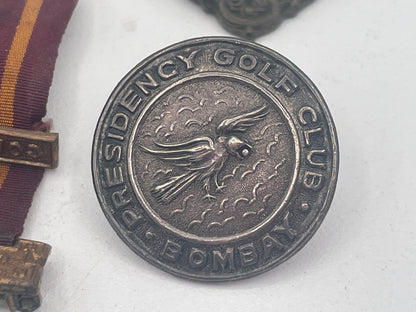Vintage British & Colonial Collectible Lot: Presidency Golf Club Bombay Silver Button, 1956 Enfield Walking Medal, League of Light Ribbon & National Gymnastic Display Pendant