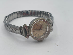 Vintage Ladies Türler Mechanical Cocktail Watch, Non-Working Project Part, Faceted Crystal, Stainless Steel Case Back, Original Excalibur Expandable St. Steel Strap (Swiss Made)