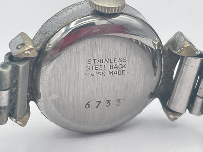 Vintage Ladies Türler Mechanical Cocktail Watch, Non-Working Project Part, Faceted Crystal, Stainless Steel Case Back, Original Excalibur Expandable St. Steel Strap (Swiss Made)