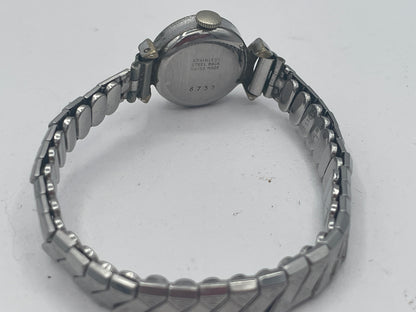 Vintage Ladies Türler Mechanical Cocktail Watch, Non-Working Project Part, Faceted Crystal, Stainless Steel Case Back, Original Excalibur Expandable St. Steel Strap (Swiss Made)