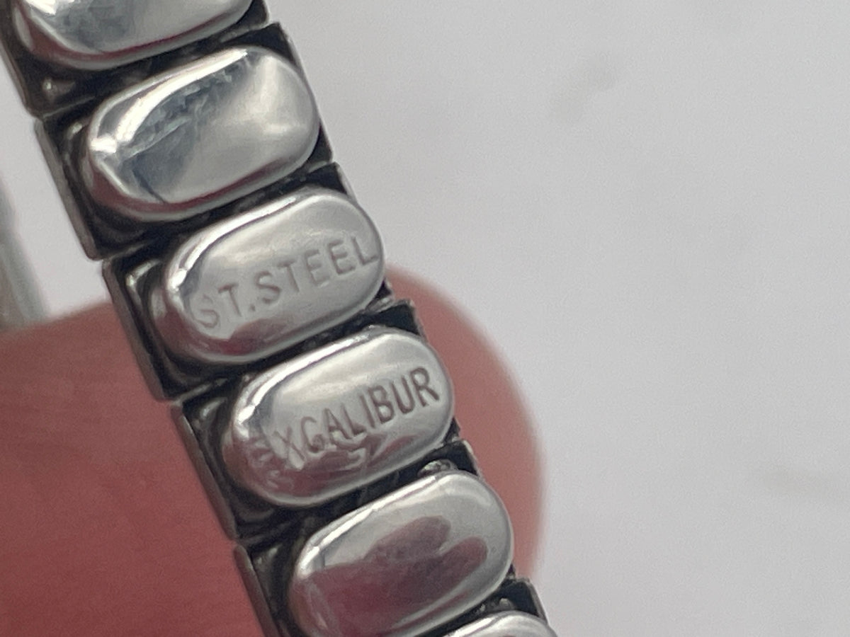 Vintage Ladies Türler Mechanical Cocktail Watch, Non-Working Project Part, Faceted Crystal, Stainless Steel Case Back, Original Excalibur Expandable St. Steel Strap (Swiss Made)