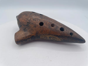 Vintage 1882 Erhard & Söhne "Ocarina Fabrik" Terracotta Musical Instrument, Key of F (Size 4), Gold-Stamped Medallion (Approx. 14cm)
