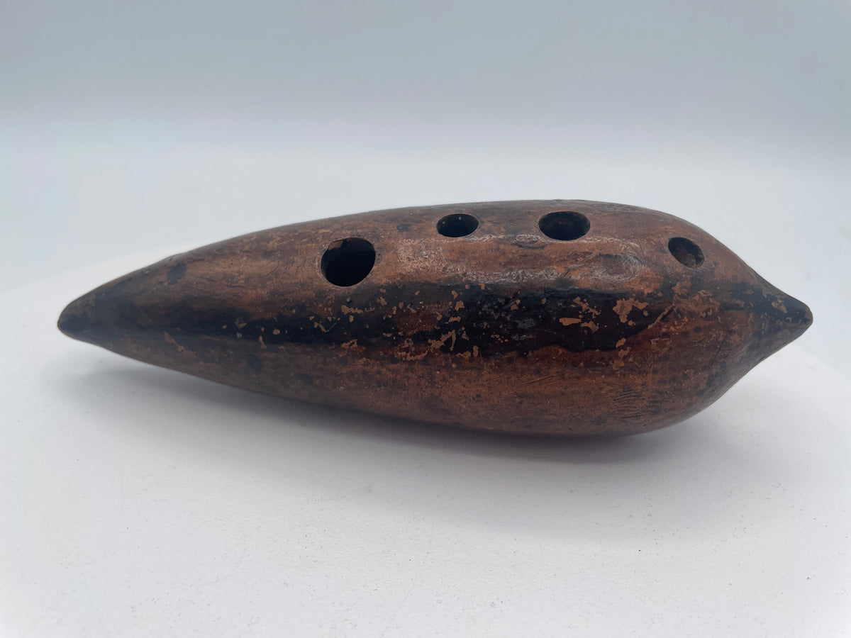 Vintage 1882 Erhard & Söhne "Ocarina Fabrik" Terracotta Musical Instrument, Key of F (Size 4), Gold-Stamped Medallion (Approx. 14cm)