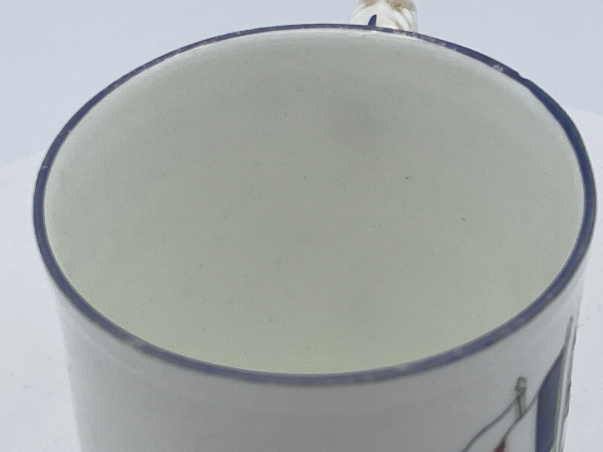 Antique World War I Allied Powers Hand-Painted Ceramic Mug, "Freedom and Justice" Flags Design (Approx. 7cm Tall)