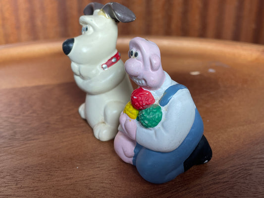 Pair of Wallace and Gromit Salt and Pepper Pots -  6.5cm Tall