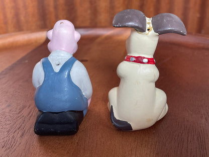 Pair of Wallace and Gromit Salt and Pepper Pots -  6.5cm Tall