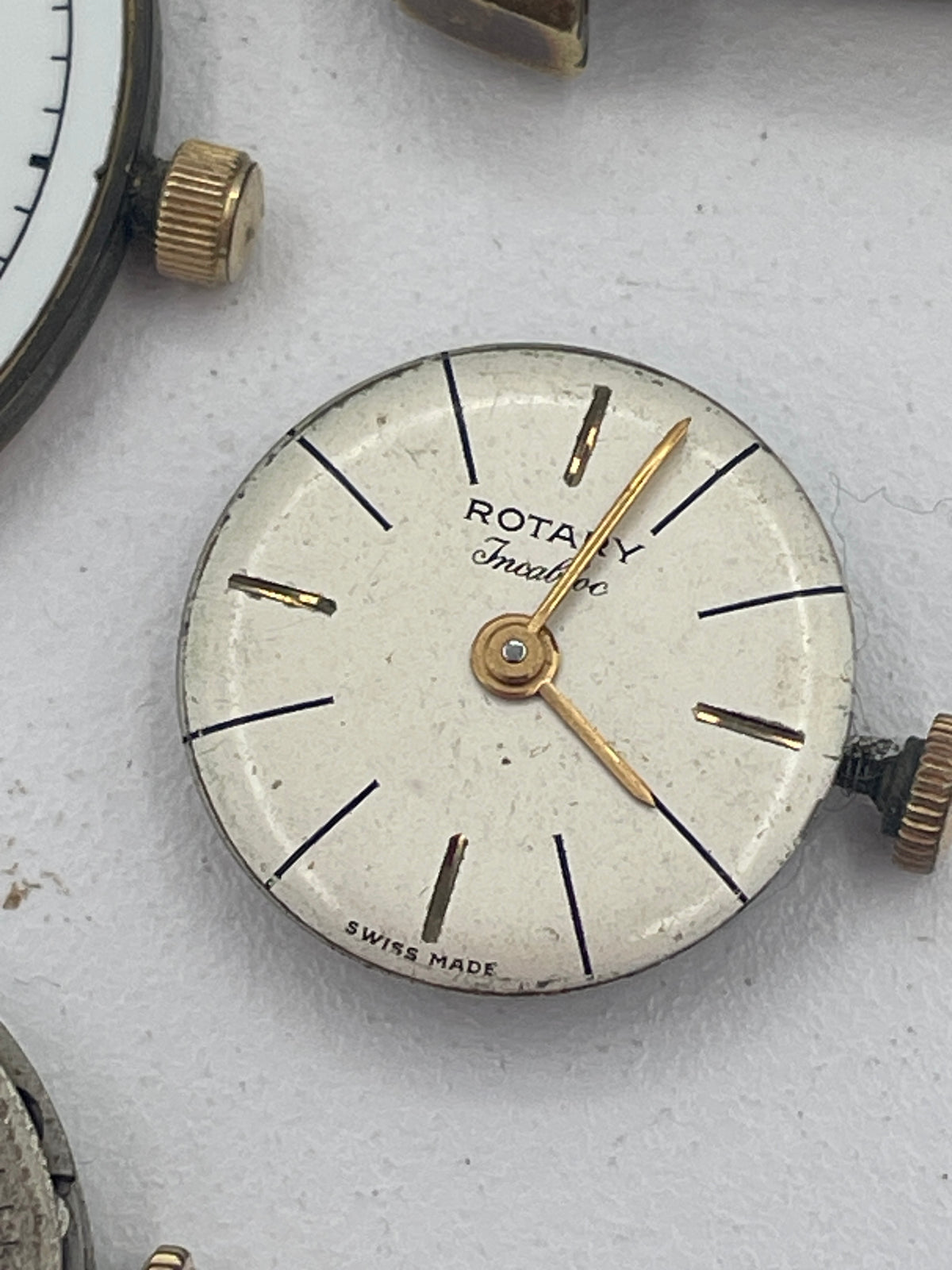 Vintage Mixed Lot of Swiss Watch Movements & Watch Heads: Rotary, Accurist, Mechanical & Quartz Spare Parts
