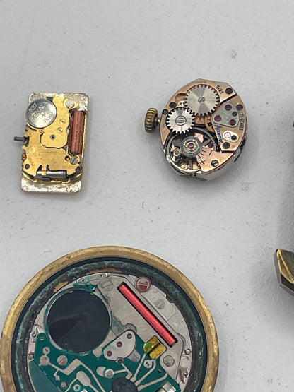 Vintage Mixed Lot of Swiss Watch Movements & Watch Heads: Rotary, Accurist, Mechanical & Quartz Spare Parts