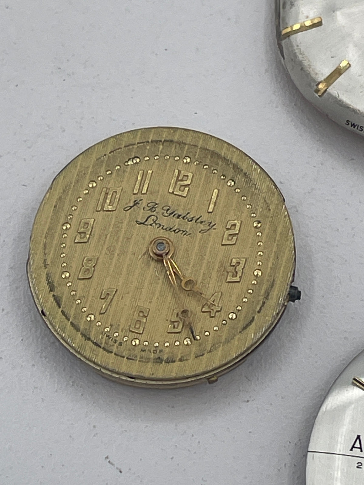 Vintage Mixed Lot of Swiss Watch Movements & Watch Heads: Accurist 21 Jewels, Garrard, J.B. Yabsley London & Oris Spare Parts