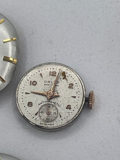 Vintage Mixed Lot of Swiss Watch Movements & Watch Heads: Accurist 21 Jewels, Garrard, J.B. Yabsley London & Oris Spare Parts
