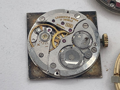 Vintage Mixed Lot of Swiss Watch Movements & Watch Heads: Longines 17 Jewels, Zenith 19 Jewels & Bulova Ambassador Automatic