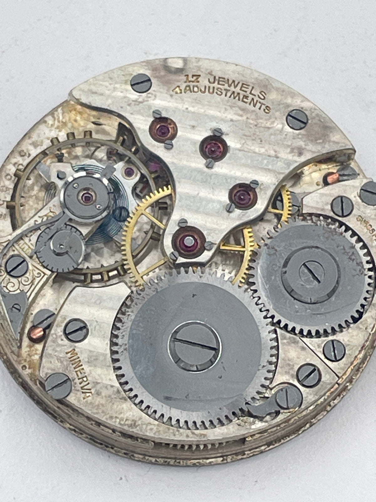 Vintage Mixed Lot of Pocket Watch Movements: Minerva 17 Jewels & W.W.Co Waltham Mass 17 Jewels Spare Parts