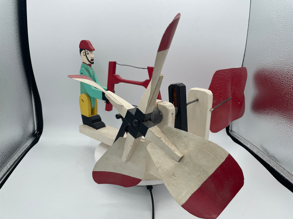 Vintage American Wooden Whirligig | Kinetic Woodcutter Garden Wind Toy