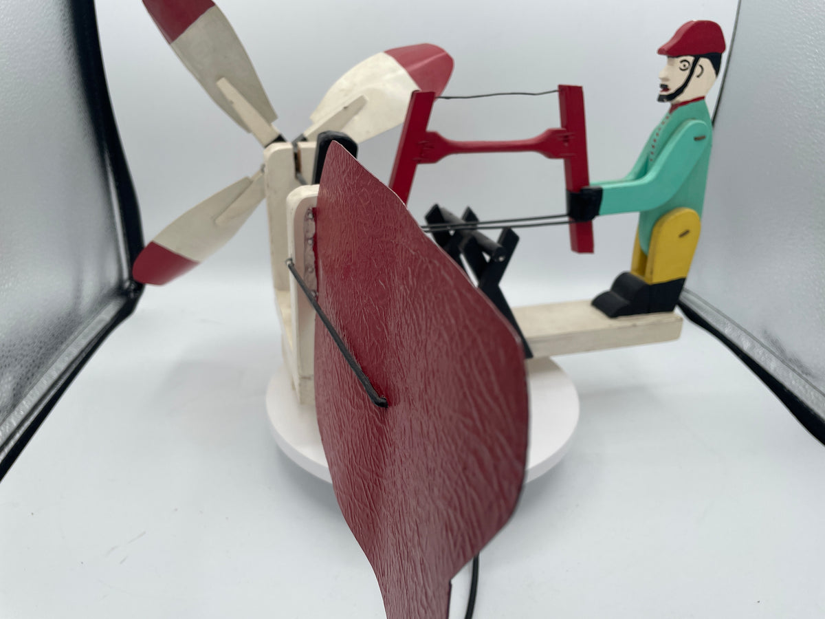 Vintage American Wooden Whirligig | Kinetic Woodcutter Garden Wind Toy