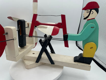 Vintage American Wooden Whirligig | Kinetic Woodcutter Garden Wind Toy