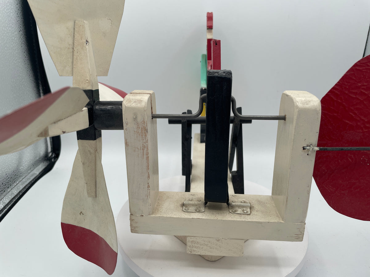 Vintage American Wooden Whirligig | Kinetic Woodcutter Garden Wind Toy