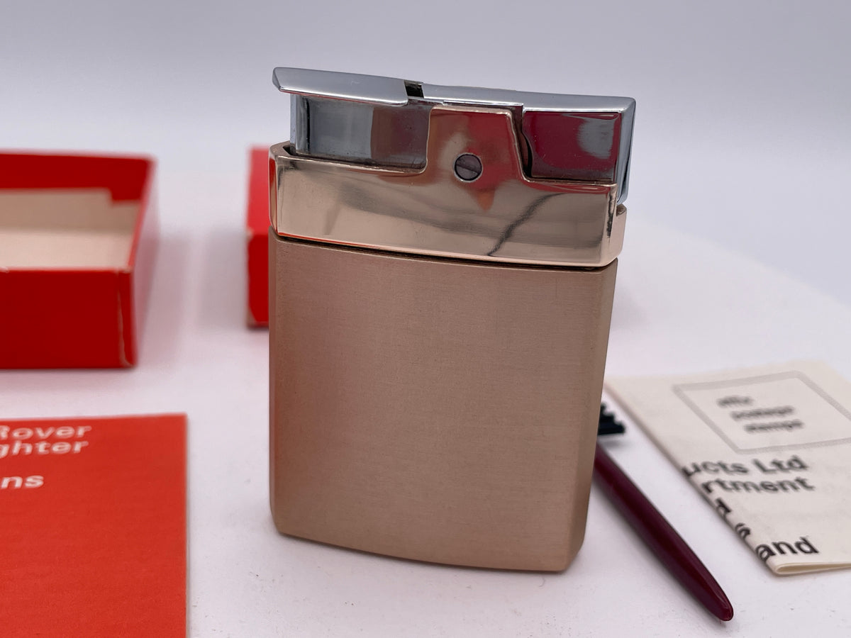 Vintage Boxed Ronson Rover R100 Gold-Tone Pocket Lighter | New Old Stock