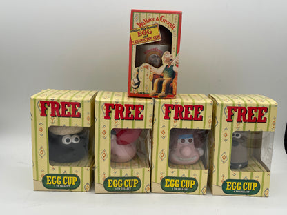 Wallace & Gromit Complete Ceramic Egg Cup Collection | Kinnerton Boxed Set & Rare Original Chocolate Egg