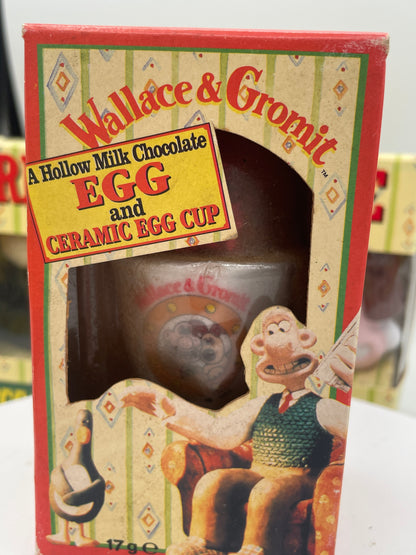 Wallace & Gromit Complete Ceramic Egg Cup Collection | Kinnerton Boxed Set & Rare Original Chocolate Egg
