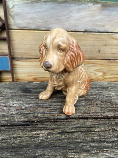 Cocker Spaniel figurine by Sylvac - model 18 sitting and fawn colour with a sheen finish 70's