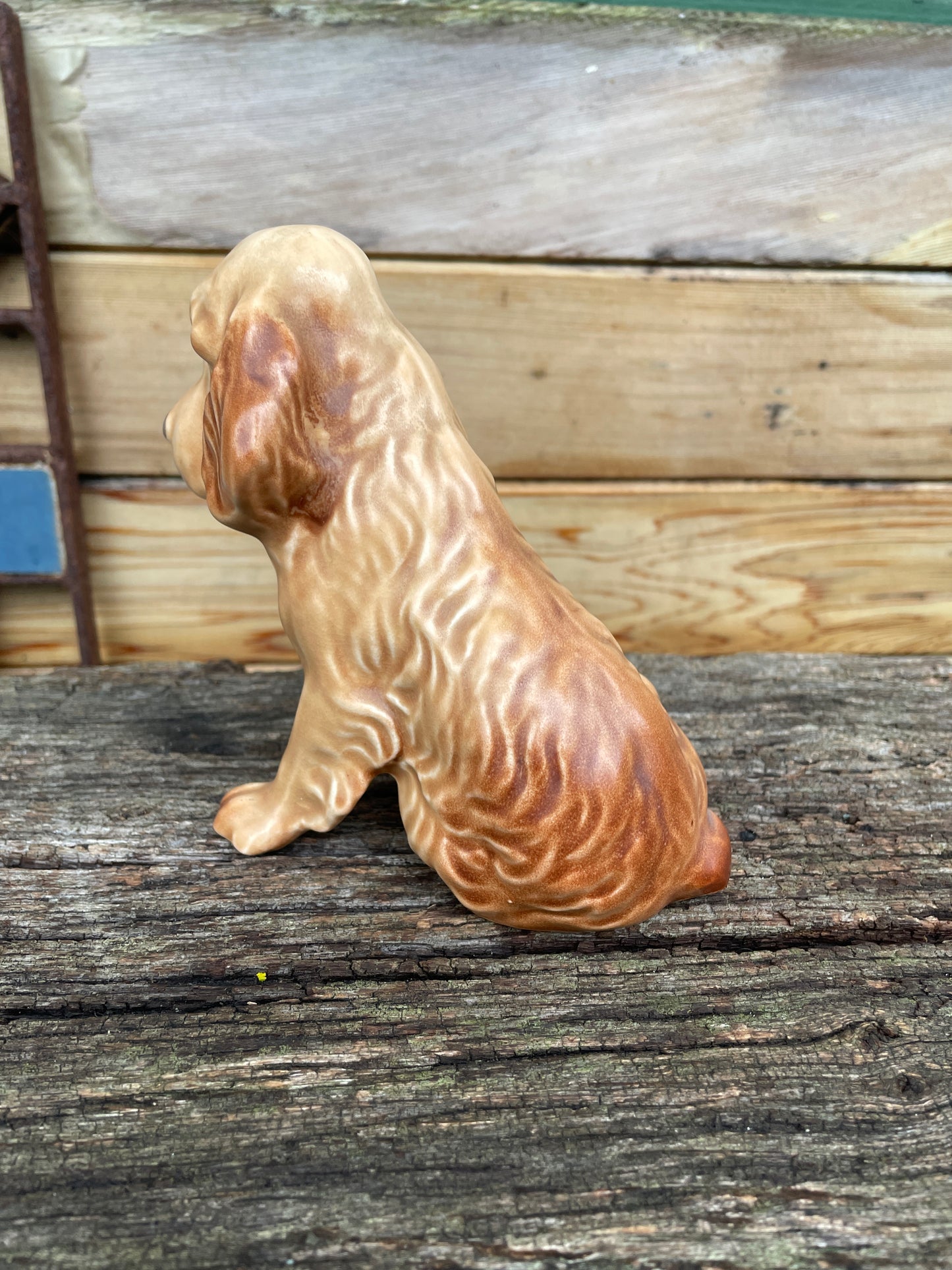 Cocker Spaniel figurine by Sylvac - model 18 sitting and fawn colour with a sheen finish 70's