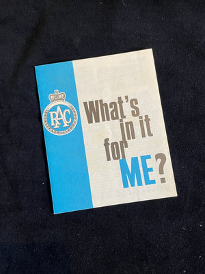 Original immaculate 1960's RAC application and information form
