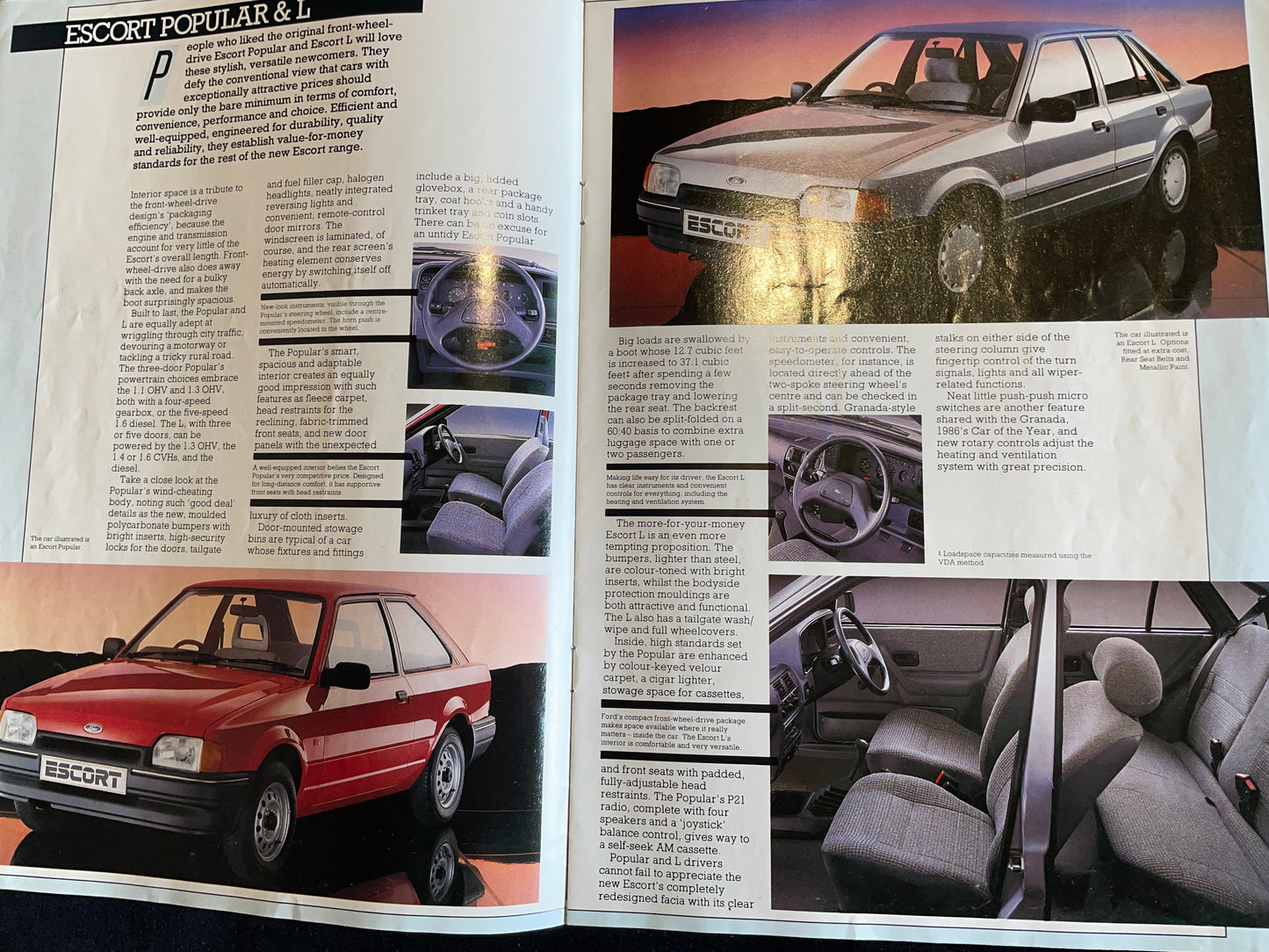 Original early 80's Ford Escort dealership brochure -XR3i, Popular, Ghia