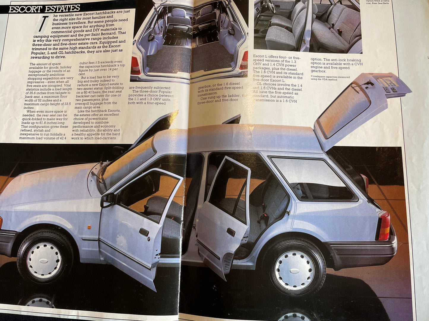 Original early 80's Ford Escort dealership brochure -XR3i, Popular, Ghia