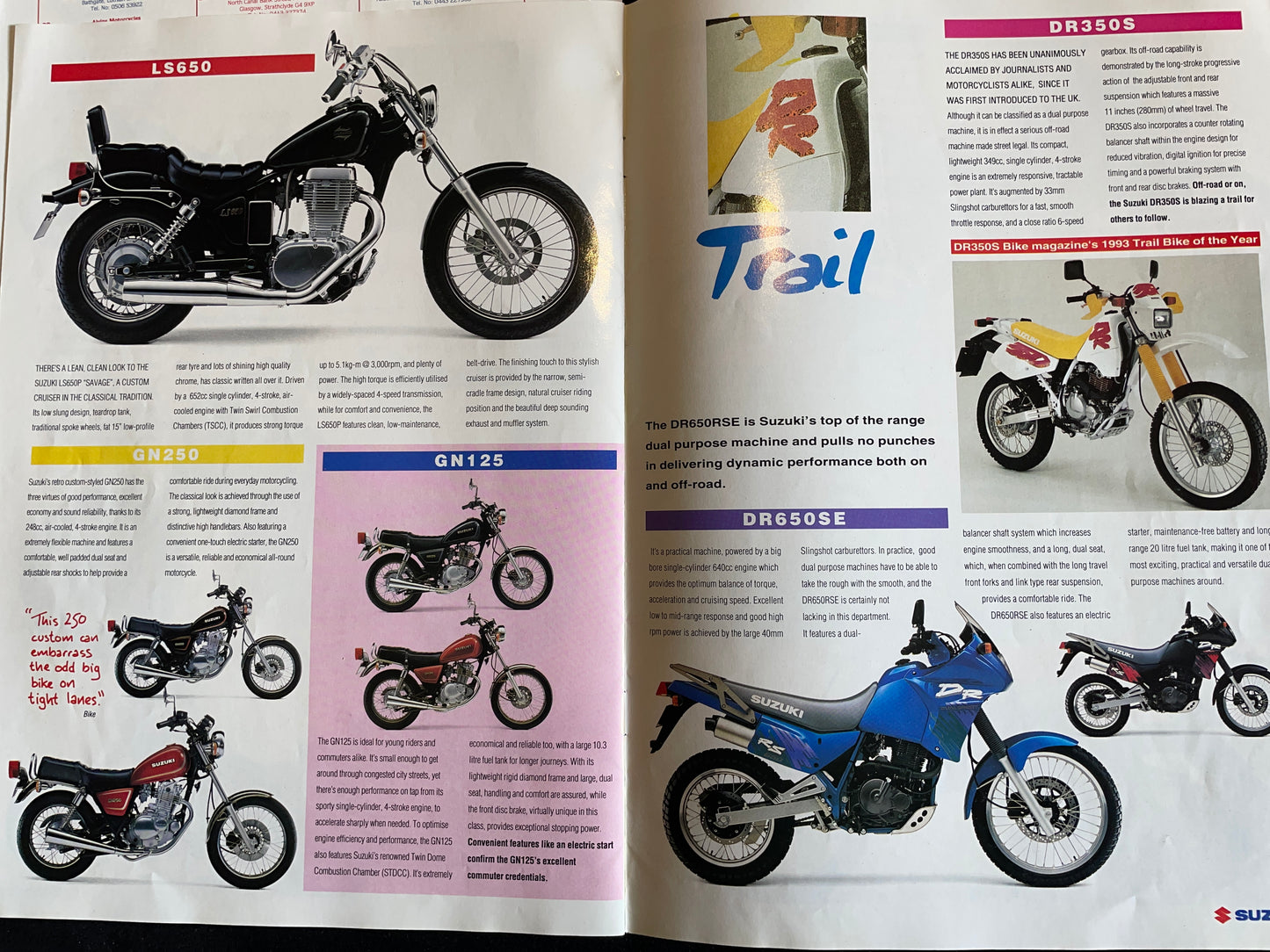 Suzuki 1994 Catalogue with owners club letter and price list plus dealers list