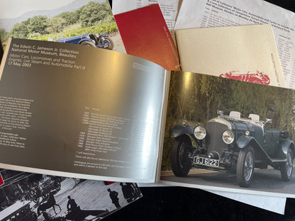 Five Bonhams motor automotive brochures and pamphlets advertising pending automotive auctions