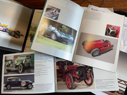 Five Bonhams motor automotive brochures and pamphlets advertising pending automotive auctions