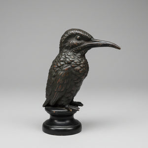 Car mascot -cold painted bronze study of a kingfisher 0n metal base c1890