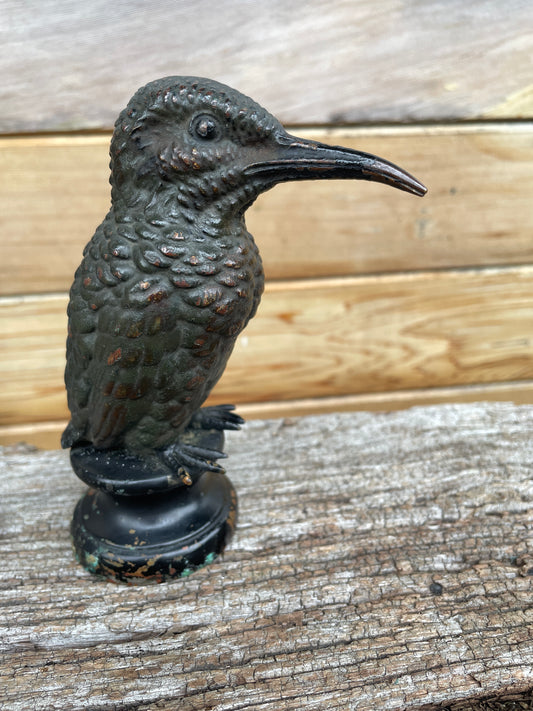 Car mascot -cold painted bronze study of a kingfisher 0n metal base c1890