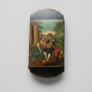 Victorian leather lacquered cigar case with removeable sleeve