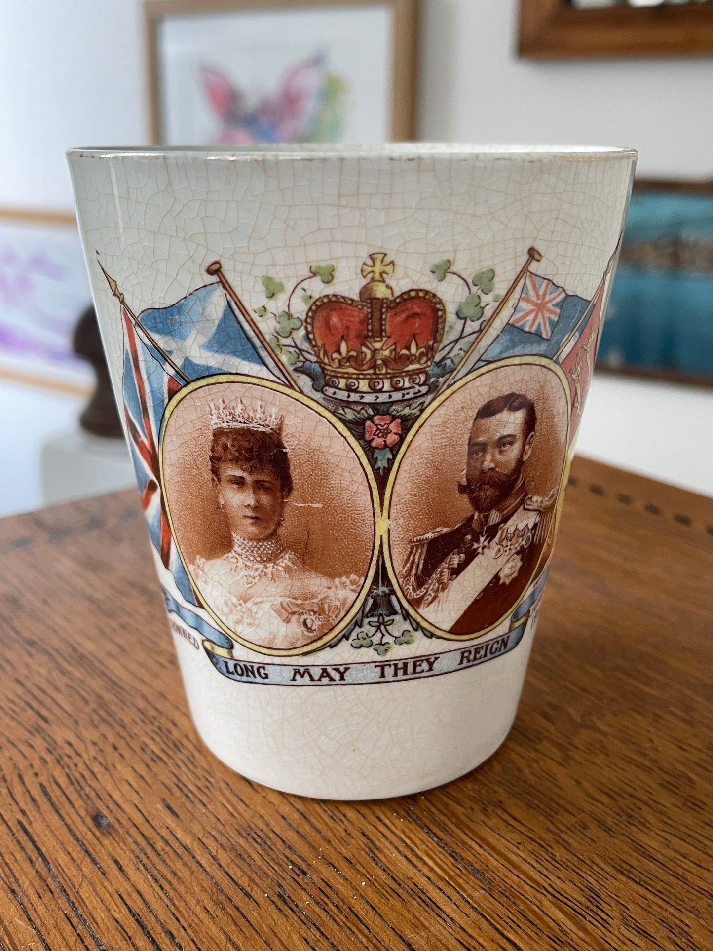 Rare 1911 King George V Coronation Beaker – A.E. Gray & Co Glebe Works Hanley Mayor of Portsmouth Presentation
