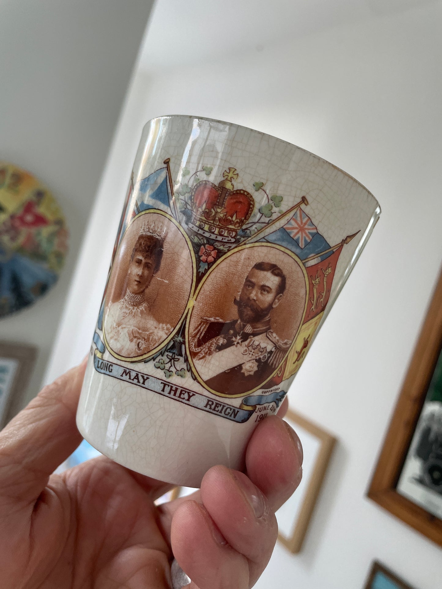 Rare 1911 King George V Coronation Beaker – A.E. Gray & Co Glebe Works Hanley Mayor of Portsmouth Presentation
