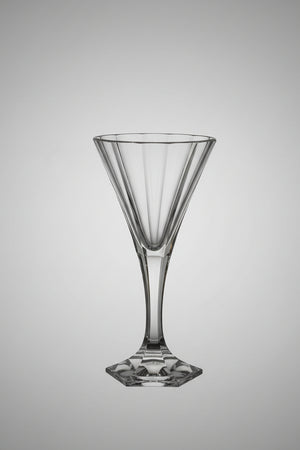 Set of 6 Vintage Leo Moser Crystal Glasses Thomas Pattern Hand Cut Stemware c1965 Martini Cocktail Glasses Art Deco Revival 16cm