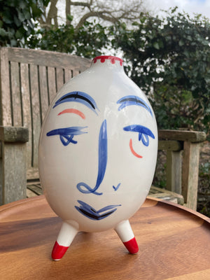 Picasso style hand painted standout vase 25cm tall