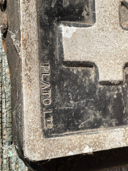Vintage UK classic car registration plate, unique, novelty, marked PLATO Ltd, man cave must