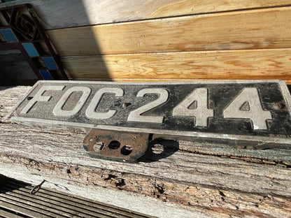 Vintage UK classic car registration plate, unique, novelty, marked PLATO Ltd, man cave must