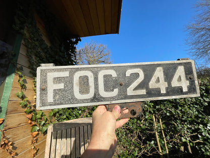 Vintage UK classic car registration plate, unique, novelty, marked PLATO Ltd, man cave must