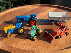 Lesney king size and matchbox diecast sixties and seventies farm vehicles and trailer
