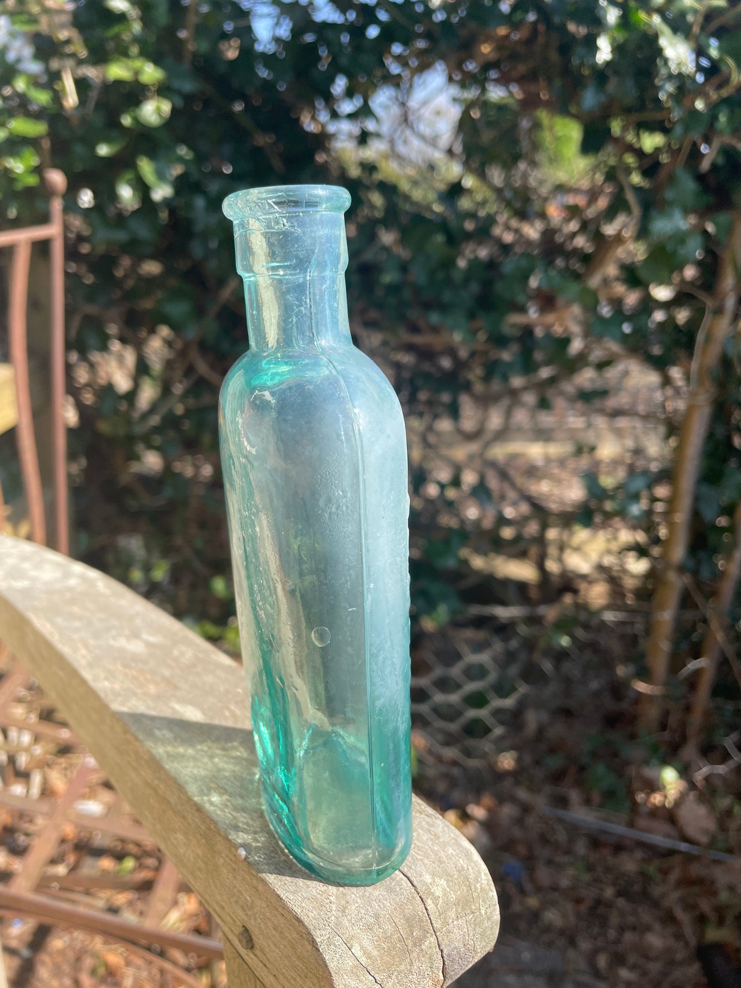 Antique Apothecary blue glass Woodward Chemist London bottle 15.5cm tall