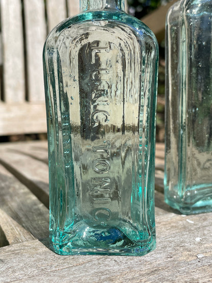 Five Antique and vintage small bottles incl. Masons Extract and Owbridge's Lung Tonic Hull examples