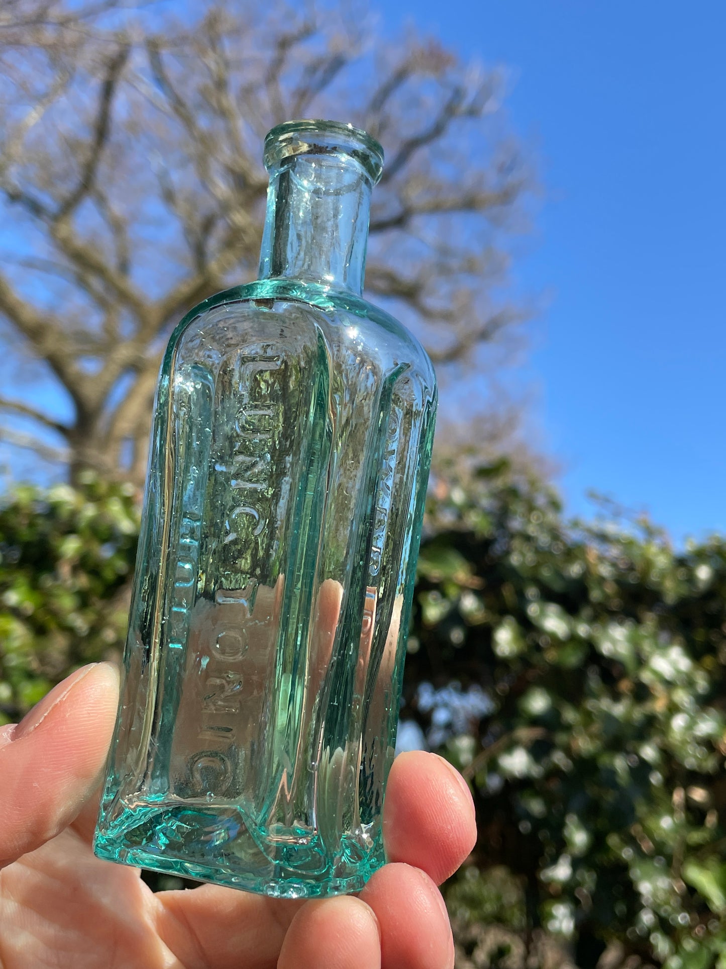 Five Antique and vintage small bottles incl. Masons Extract and Owbridge's Lung Tonic Hull examples