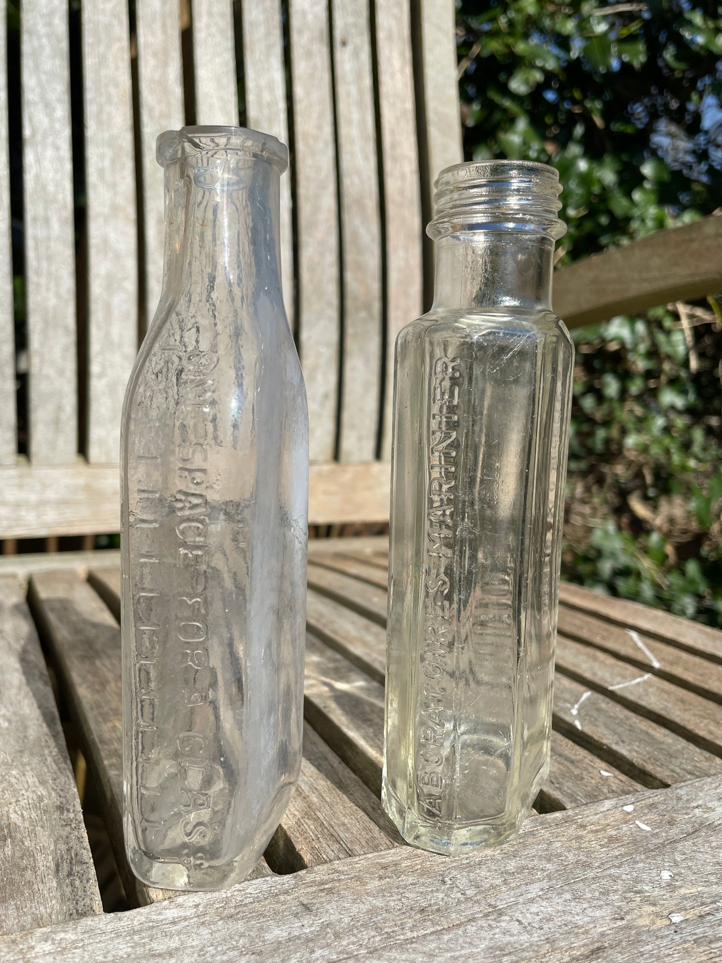 Laboratoires Marinier and One Space For A Glass old bottles